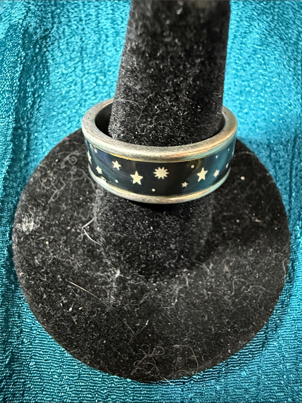 Sterling Silver Blue Enamel Star Band Ring